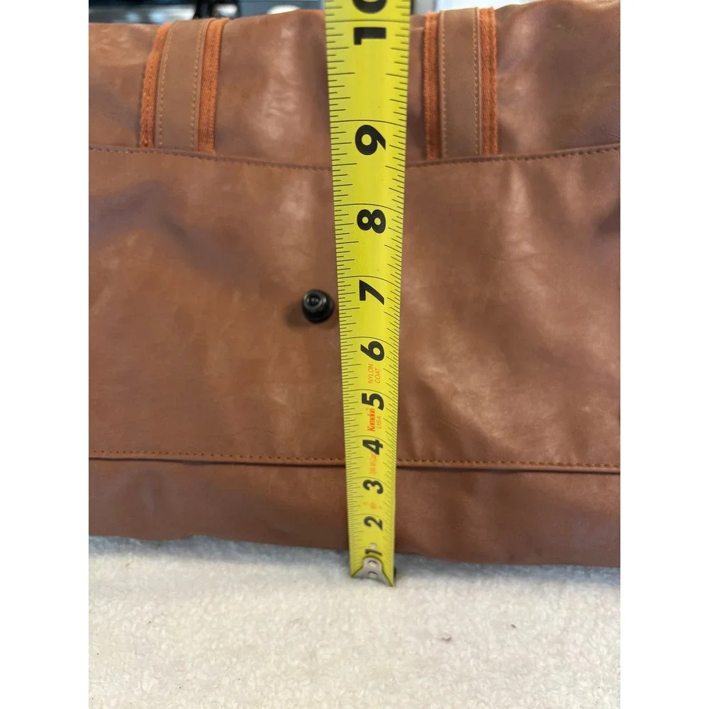 Seyfocnia Brown Faux Leather Duffle Bag Travel Weekender Gym Bag Shoe